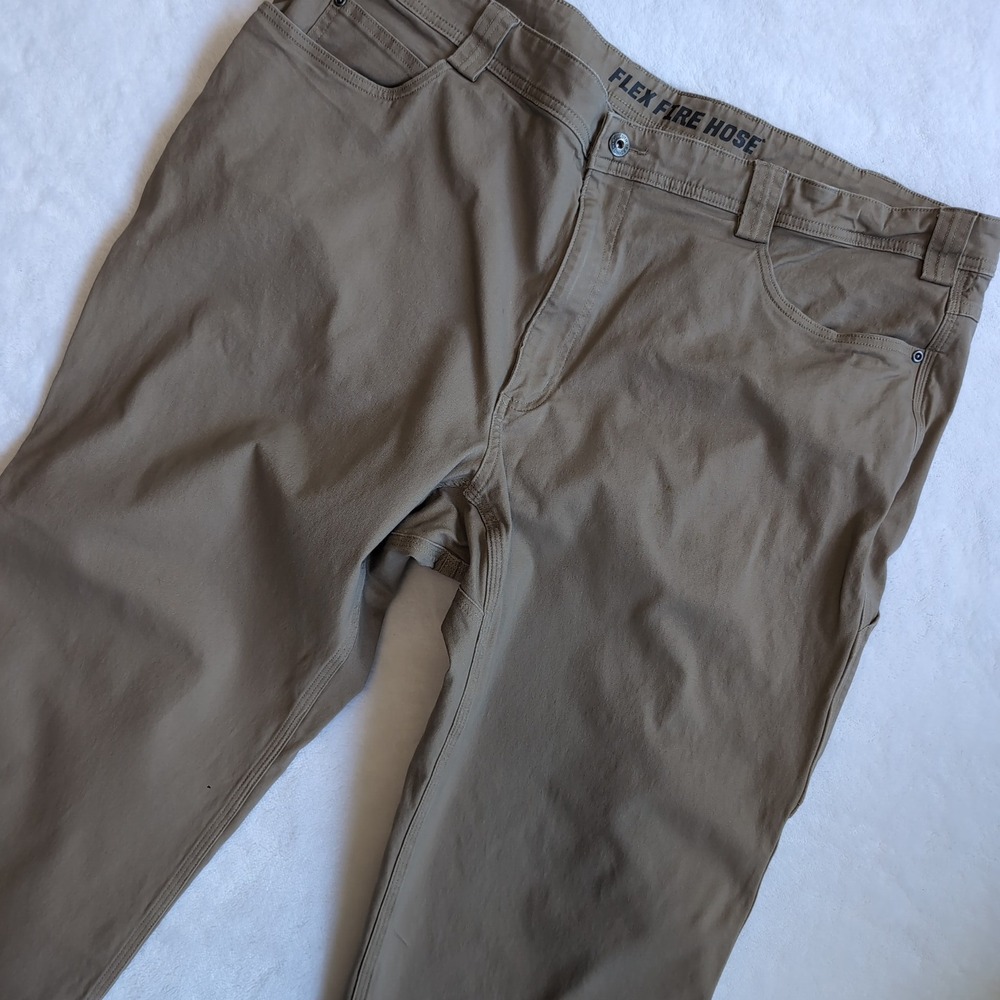 Duluth Trading Co Flex Fire Hose Pants Mens 46x30 Khaki Tan Relaxed Work Cargo